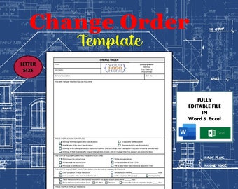 Plumbing Change Order Form | Printable Change Order Template | Editable ...