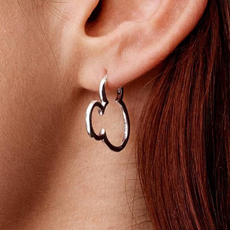 Musse Pigg Silhuett Örhängen S925 Sterling Silver Pandora Örhänge bild 2