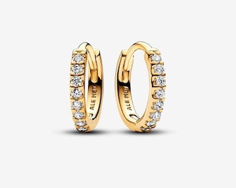 Créoles scintillantes Huggie Boucles d'oreilles dorées pavées de la ZC Pandora