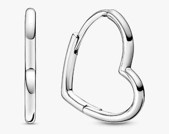 Créoles asymétriques cœurs d'amour Boucles d'oreilles Pandora en argent sterling S925