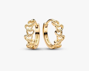Boucles d'oreilles créoles cœurs liés Era Boucles d'oreilles dorées Pandora
