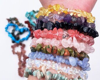 Natural crystals stretchy chip bracelets, women stretchy bracelet, healing crystals chip bracelet, emstone bracelet, for gift