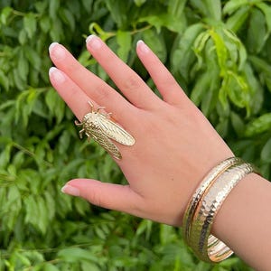 Statement Ring Women,Gold Cicada Ring, Adjustable Bug Ring,Large Statement Boho Hippie Insect Ring,Chunky Ring, Gift For Her, Gothic Jewelry