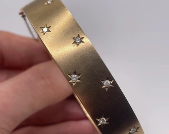 Zware 9kt gouden armband met sterdiamanten