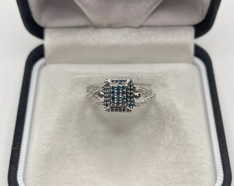 Silver diamond cluster ring