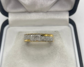 Gold plated silver diamond ring