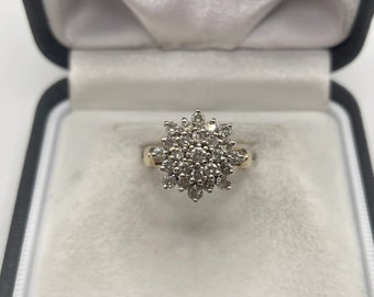 9ct gold 1ct diamond cluster ring