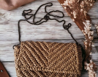 Straw cross-body bag, Raffia bag,  Shoulder bag, Minimalist shoulder raffia bag, Texture shoulder bag,Mother's day,Luxury and special