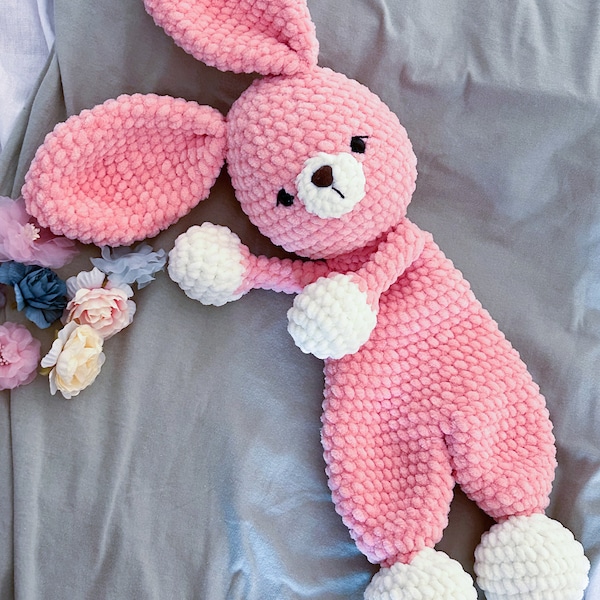 Crochet bunny lovey pattern for kids Crochet baby snuggler Amigurumi rabbit plushie pattern