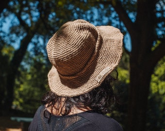 Bob fait main en toile de jute au crochet - Bordure moyenne rustique