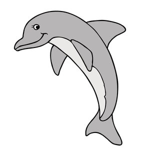 Delphin Fisch SVG-Datei Farbe schwarz und weiß