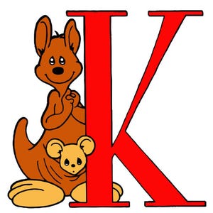 Moment précieux alphabet « K » kangourou fichier SVG