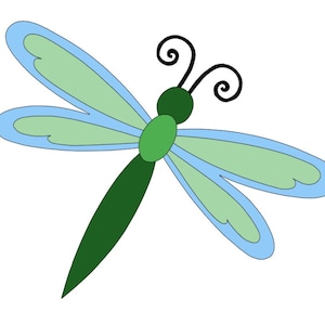 Op de afbeelding: Een groene en blauwe libel met gekrulde antennes. De libel heeft twee paar vleugels, waarbij het bovenste paar groter is dan het onderste paar.