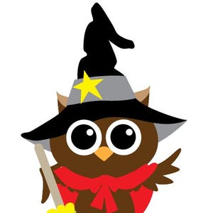 Hibou mignon de sorcière d'Halloween avec le fichier SVG de balai