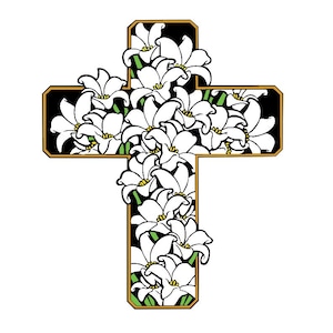 Easter Lillys inside Cross SVG File