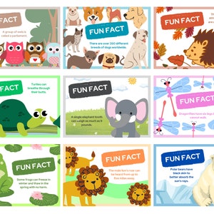 50 cartes d'anecdotes à imprimer pour les enfants, cartes d'anecdotes à téléchargement immédiat, cartes pour boîte à lunch Le saviez-vous, lunchs pour enfants à télécharger