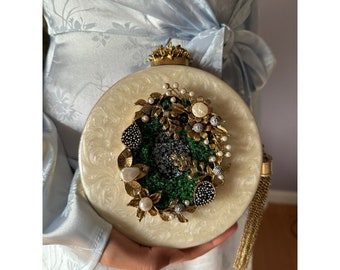 Luxury Wedding /Evening hand clutch with premium stones and semi precious stones.