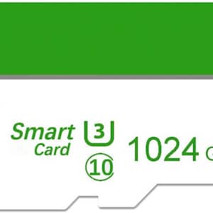 Tarjeta de memoria de 1 TB para tarjeta Micro SD TF Flash Clase 10 de alta velocidad para teléfonos y dispositivos inteligentes con cámara verde/blanco