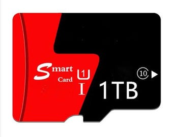 1TB For Micro SD Card: Class 10 High Speed TF Flash Memory Red/Black