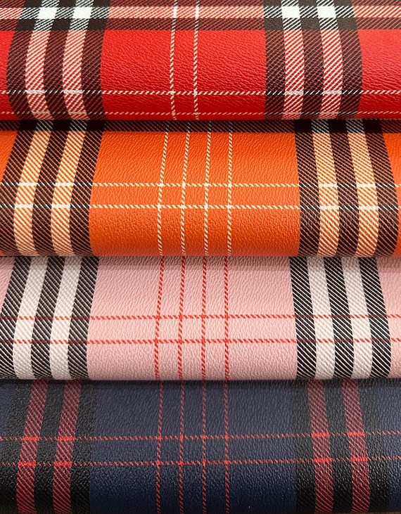 High Quality Tartan YARD Leather , Plaid Leather , Faux