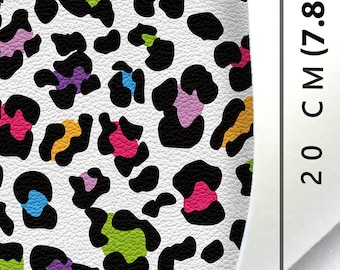 Leopard Print Faux Leather Fabric, Colorful Animal Print