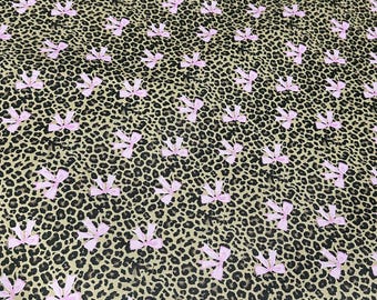 Leopard Bow Print Faux Leather Fabric, DIY Crafting
