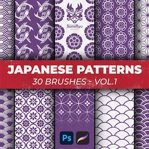 Japanese Pattern Brushes: Procreate & Photoshop Stamps (Volume 1)