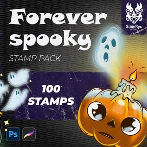 フォーエバー・スプーキー・タトゥー | Procreate & Photoshop | スタンプ | ステンシル | ブラシ | 即時ダウンロード | 高解像度