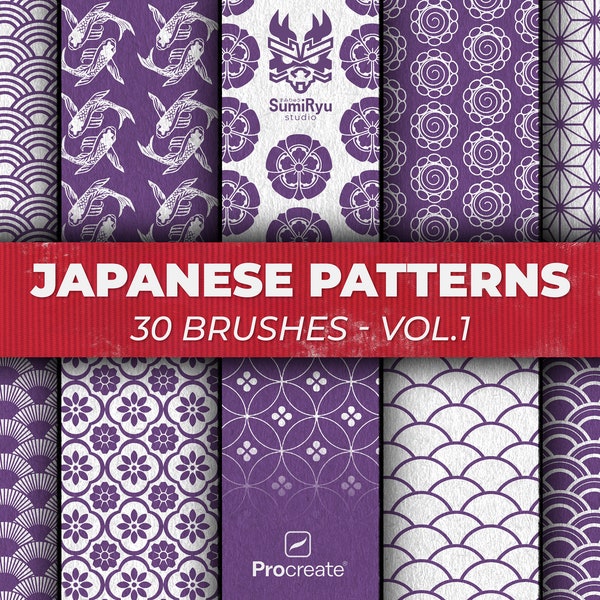JAPANESE PATTERN BRUSHES 1 - | Procreate Patterns / Procreate Stencil / Procreate Brushes / Procreate Tattoo / Photoshop Stamps |