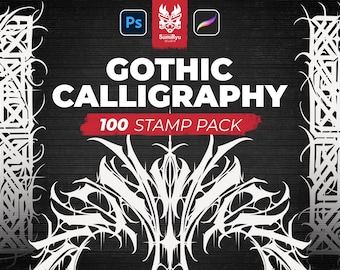 Gothic Calligraphy Tattoo | Procreate & Photoshop | Stamps | Stencils | Brushes | Instant Download | High Resolution