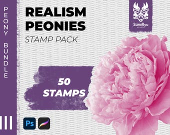 Realism Peonies Stamps Procreate & Photoshop | Stamps | Stencils | Brushes | Instant Download | High Resolution