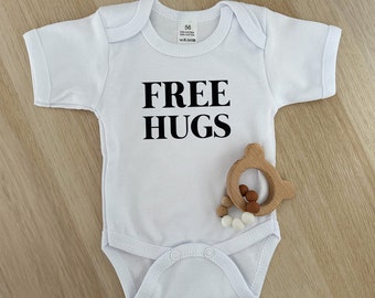 Bedrukt babyrompertje korte mouw • Free hugs