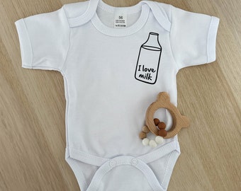 Bedrukt babyrompertje korte mouw • I love milk