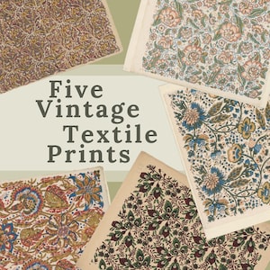 Instant Vintage Textilmuster Digitaler Download Vintage Muster Papier Block-Druck Tapete Blatt Designpapier Antikes Papier Damast-Druck