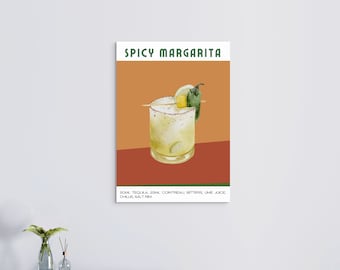 Spicy Margarita Cocktail Print: Home Bar Wall Art