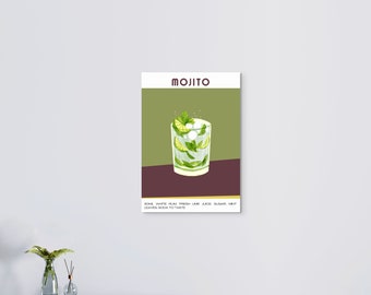 Mojito Cocktail Art Print: Home Bar Decor