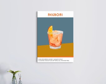 Negroni Cocktail Art Print: Vibrant Home Bar Decor