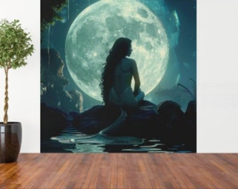 Sirena encantada por la luna