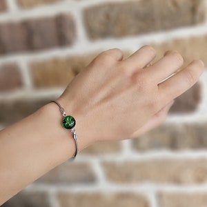 Green Murano Glass Bracelet: Bohemian Adjustable Copper Bracelet