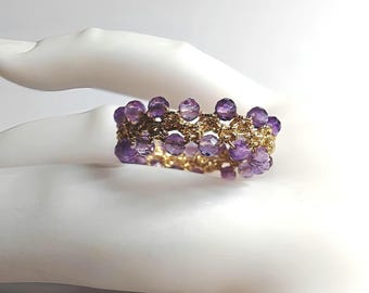 Amethyst Eternity Ring, Ring, Natural Gemstones | Protection | Serenity | Emotional Balance