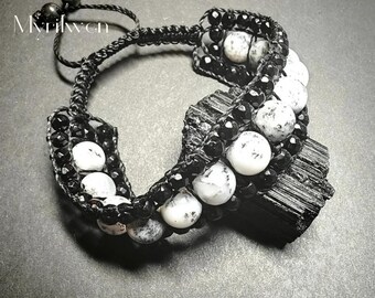 Protection Bracelet, Dendritic Opal, Merlinite, Man, Abundance | Manifestation | Magic