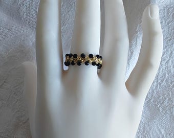 Anillo de eternidad de espinela negra, anillo flexible, piedras preciosas naturales | Anclaje | Protección | Equilibrio emocional