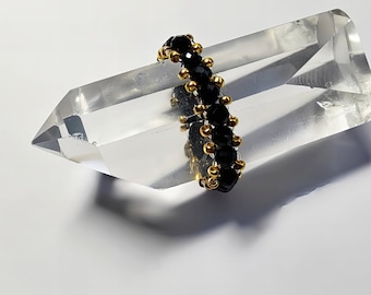 Anillo de Piedra Fina Natural, Espinela Negra, Protección | Anclaje | Resiliencia