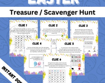 Printable Easter Scavenger Hunt Cards For Teens, Easter Egg Hunt Clues Older Kids, Easter Bunny Escape Room Cards, Digital Download