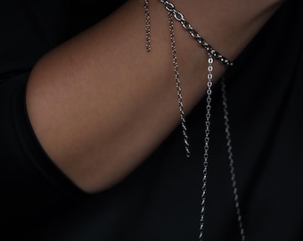 Silver Drop Chain Bracelet: Layered Y2K Dangle Jewelry