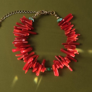 Red Coral Bracelet: Gold Plated Chain, Handmade in USA