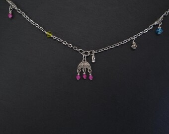 Chandelier Pendant Necklace for Women with Quartz and Preciosa Crystal Beads | Unique Gift for Her