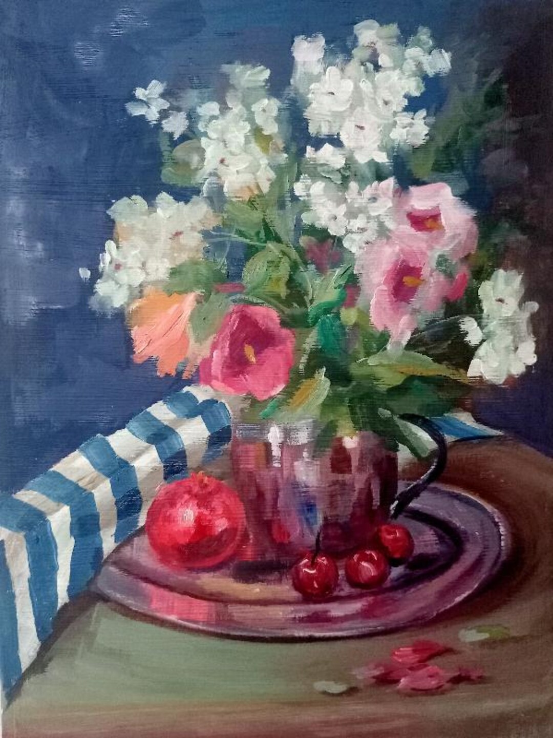 Still Life Classic Flowers in a Vase Art of Flowers Bouquet Painting ...