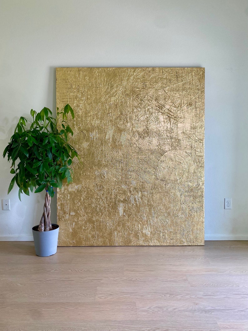 Original Gold Leaf Wall Art 3D Texture Painting Modern Abstract Art