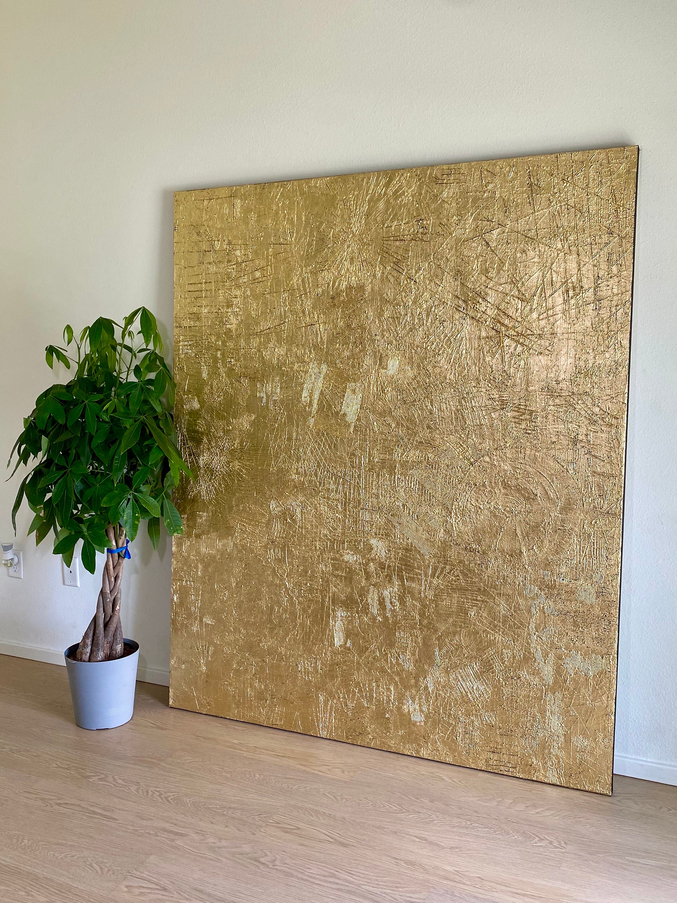 Original Gold Leaf Wall Art 3D Texture Painting Modern Abstract Art